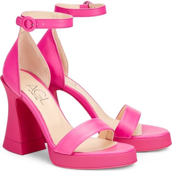 AGL hot pink Janis 110mm leather Platform sandals size 40 / US 10 - Picture 1 of 12